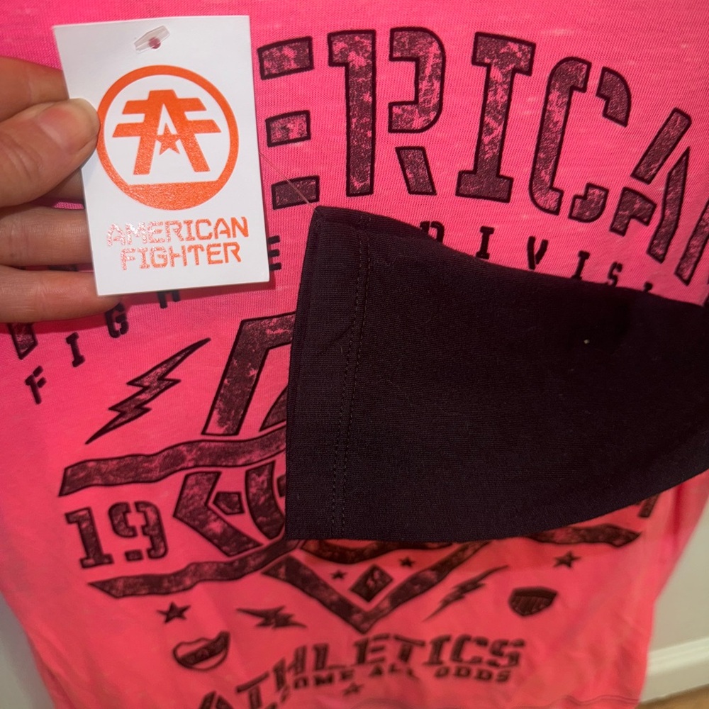 NWT. American Fighter Pink and Black Athletic Tee